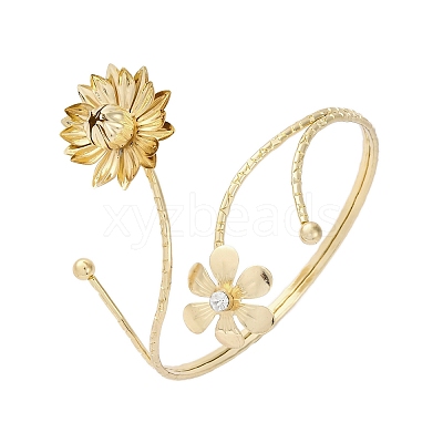 Lotus Alloy Arm Cuff Bangles for Girl Women LS-AJEW-A063-01D-G-1