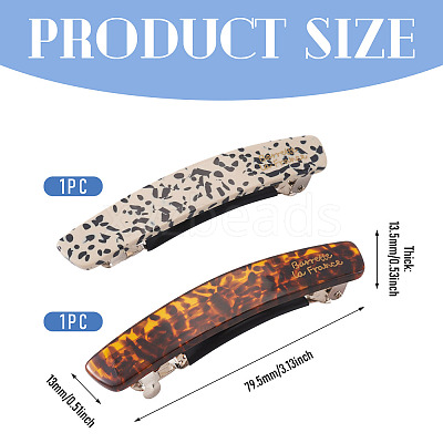 2Pcs 2 Colors Cellulose Acetate and Iron Hair Barrettes for Women Girl PHAR-TADJ0001-01B-1