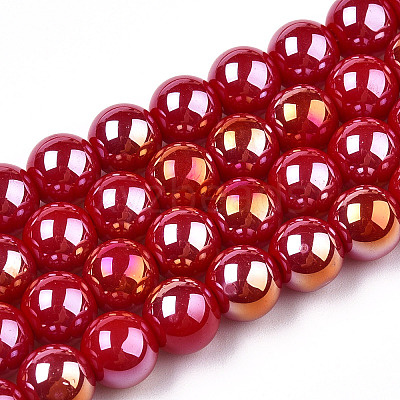 Electroplate Opaque Glass Beads Strands X-GLAA-T032-P6mm-AB04-1