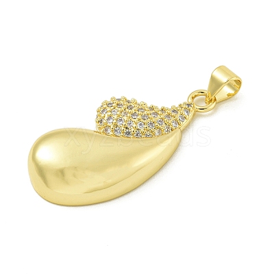 Rack Plating Brass Micro Pave Clear Cubic Zirconia Pendants KK-Z067-17G-1