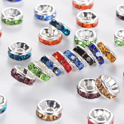 Brass Grade A Rhinestone Spacer Beads RSB036NF-1
