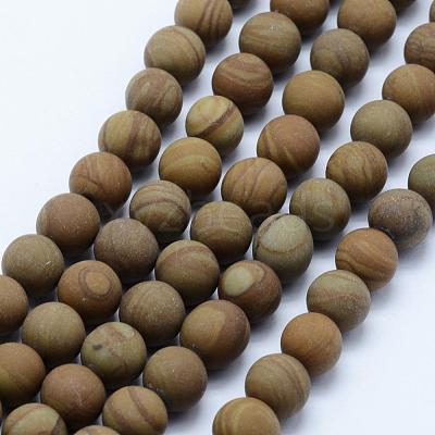 Natural Wood Lace Stone Wooden Jasper Beads Strands G-F518-21-8mm-1