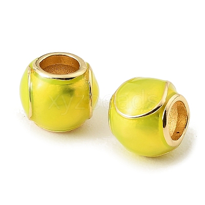 Sports Ball Brass Enamel European Beads KK-CBAF2EC-03G-1
