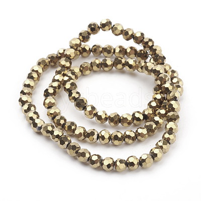 Faceted(32 Facets) Electroplate Glass Bead Strands X-EGLA-R042-4mm-03-1