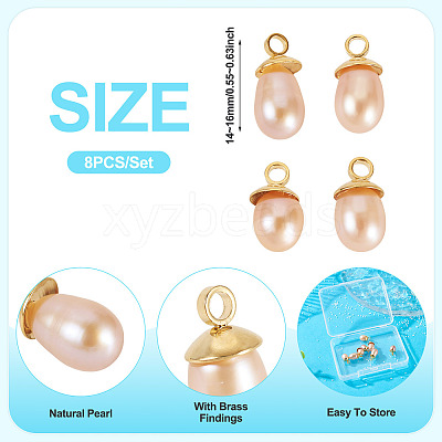8Pcs Natural Pearl Pendants PALLOY-TAC0180-1