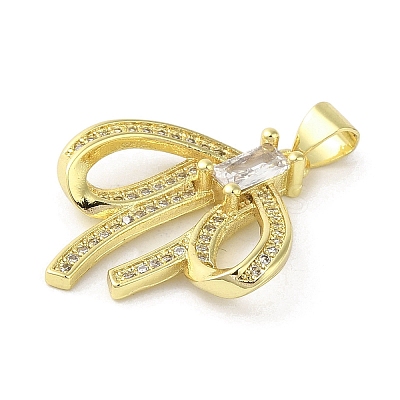 Rack Plating Brass Micro Pave Cubic Zirconia Pendants KK-C052-19A-G-1