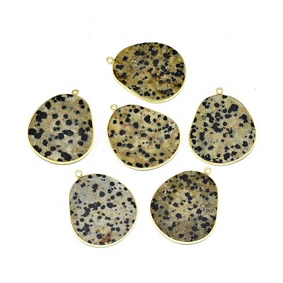 Natural Dalmatian Jasper Pendants G-E526-09E-1