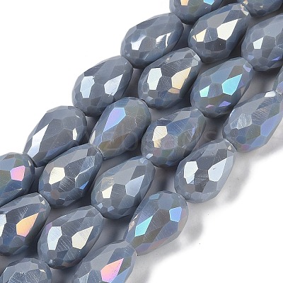Opaque Solid Color Electroplate Glass Beads Strands EGLA-N013-P10mm-B05-1