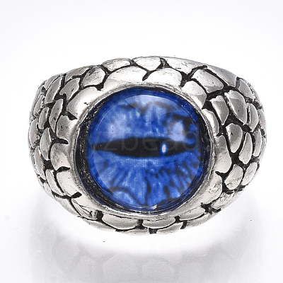 Alloy Glass Cuff Finger Rings RJEW-T006-04A-1