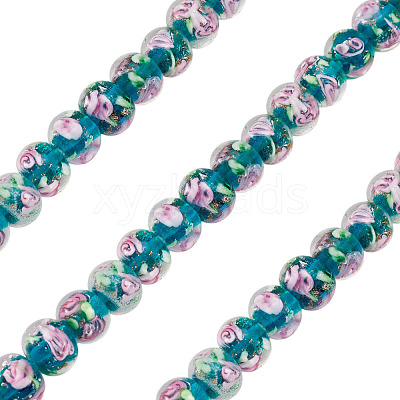 1 Strand Handmade Lampwork Inner Flower Rondelle Beads Strands LAMP-TA0002-72F-1