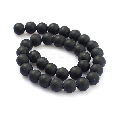 Frosted Glass Round Bead Strands GLAA-J064-10mm-02-1