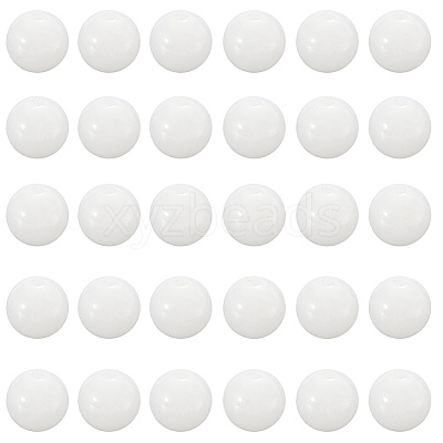 2 Strands Natural White Jade Round Beads Strands G-SP0001-25-1