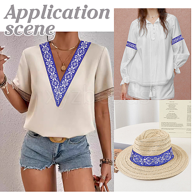 1Pc Ethnic Style Polyester Embroidery Ribbon OCOR-ME0001-36B-1
