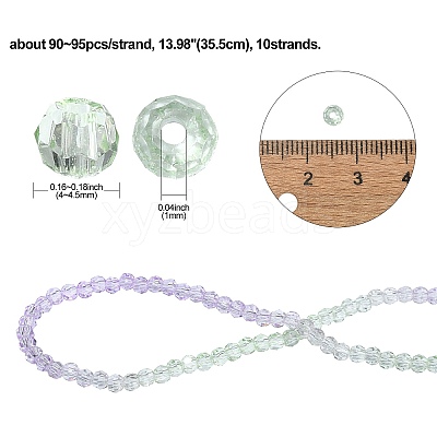 10 Strands Transparent Gradient Color Glass Beads Strands GLAA-CJ0002-09A-1