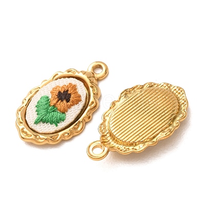 304 Stainless Steel & Cloth Embroidered Pendants FB-CBAFBAF-10G-02-1