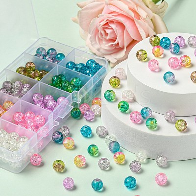 210~250Pcs 10 Style Spray Painted Crackle Glass Beads CCG-YW0001-06-1