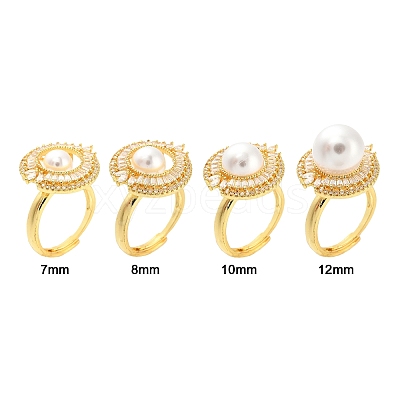 Flat Round Brass Micro Pave Cubic Zirconia Adjustable Ring Settings KK-K297-06G-1
