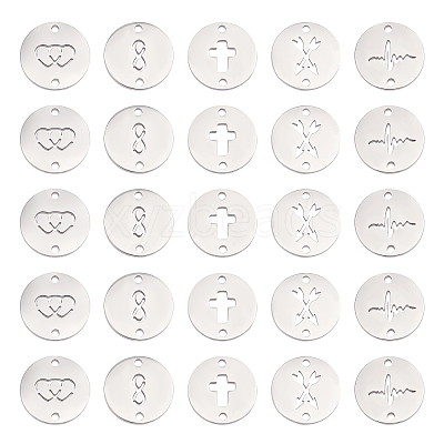 50Pcs 5 Style Manual Polishing 304 Stainless Steel connector Charms STAS-UN0035-89-1