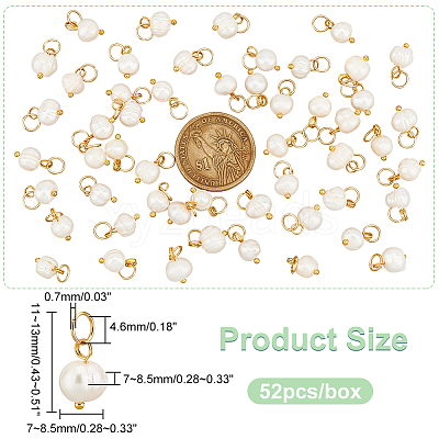 52Pcs Natural Freshwater Pearl Charms PALLOY-AB00105-1