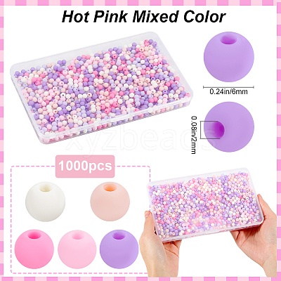 1000Pcs Frosted Opaque Acrylic Beads OACR-SP0001-32C-1