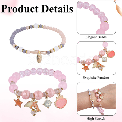1Bag Plastic & Glass Beaded Stretch Bracelets BJEW-PA0001-10A-1