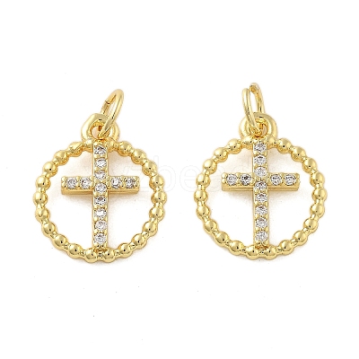 Brass Micro Pave Cubic Zirconia Pendants KK-C092-21A-G-1