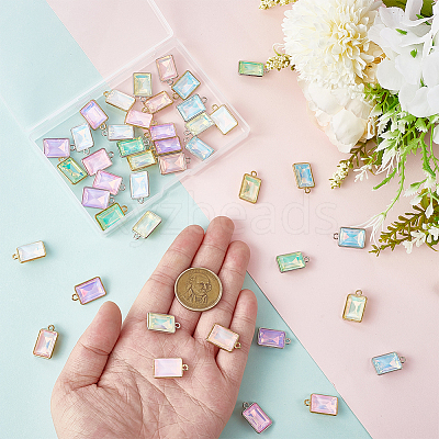 56Pcs 14 Colors Alloy Glass Pendants FIND-PH0027-90-1