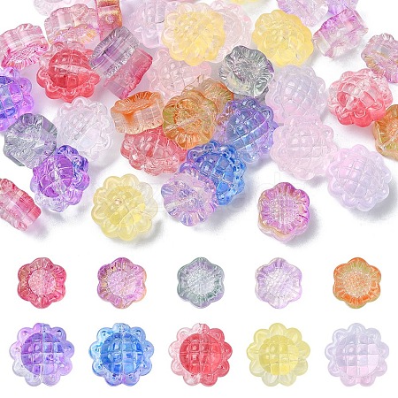 40Pcs 10 Styles Transparent Spray Painted Glass Beads GLAA-YW0003-84-1