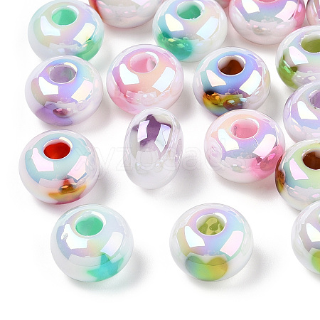 UV Plated Rainbow Acrylic Beads PACR-N015-04-1