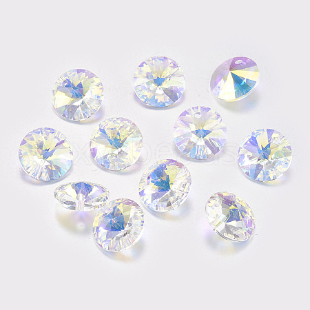 Faceted Glass Rhinestone Charms X-RGLA-F049-8mm-001AB-1