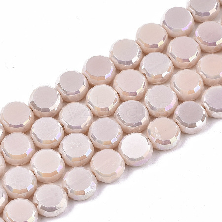 Electroplate Opaque Solid Color Glass Beads Strands EGLA-T020-07J-1