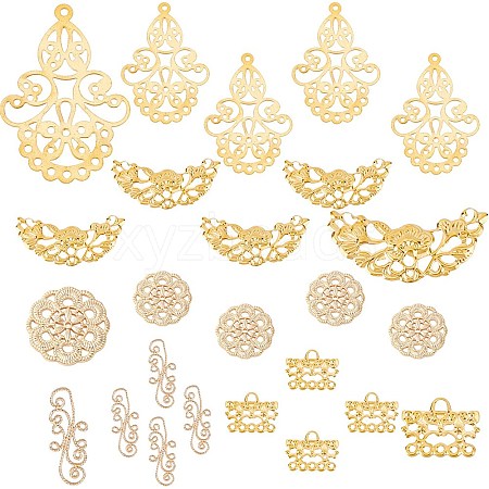 SUNNYCLUE 5 Style Brass & Iron Filigree Joiners KK-SC0002-81-1