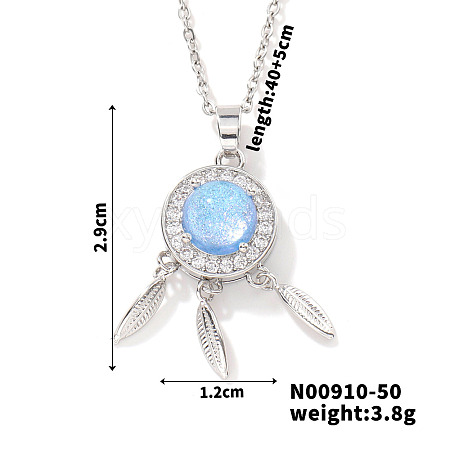 Starry Sky Theme Brass Pave Clear Cubic Zirconia Pendant Necklace for Women AQ6325-6-1