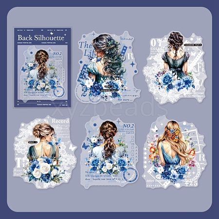 6Pcs 5 Styles DIY Figure Picture Stickers STIC-U004-01D-1