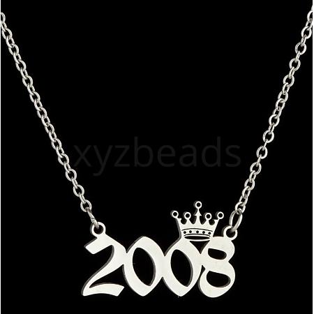 Crown Birth Year 201 Stainless Steel Pendant Necklaces for Women FS-WG4E8F2-69-1