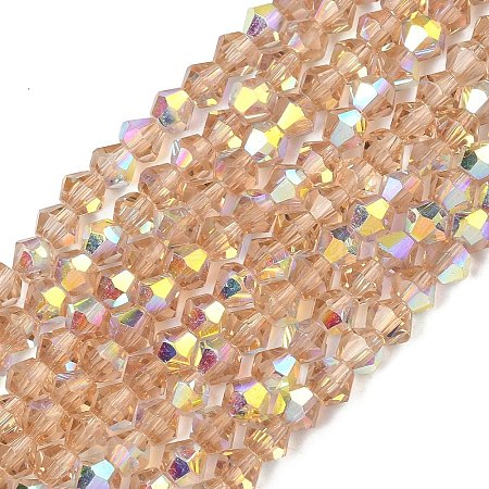 Electroplate Transparent Glass Beads Strands EGLA-K015-18J-1
