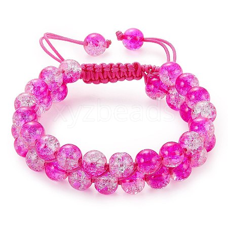 Sparkling Round Glass Braided Bead Bracelet BJEW-SW00082-05-1