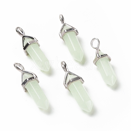 Luminous/Glow Bullet Glass Pointed Pendants GLAA-K058-01P-01-1