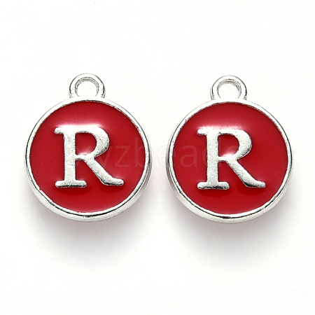 Platinum Plated Alloy Enamel Charms X-ENAM-S118-03R-P-1