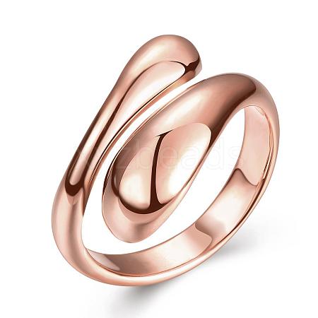 Real Rose Gold Plated Adjustable Brass Finger Rings for Women RJEW-BB07574-B-1