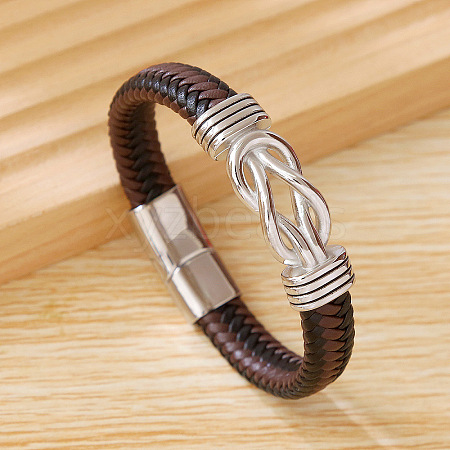 PU Leather Braided Round Cord Bracelet PW-WG9B3DE-02-1