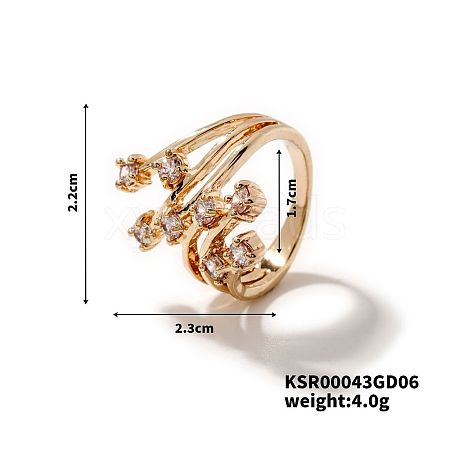 Minimalist Geometric Brass Micro Pave Cubic Zirconia Ring for Fashionable Style CJ6810-1-1