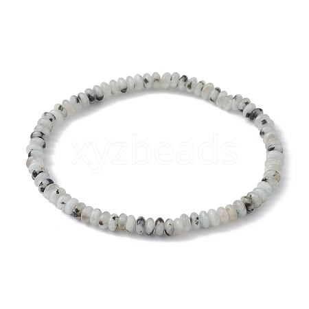 Natural Sesame Jasper Rondelle Beaded Stretch Bracelets BJEW-JB09980-06-1