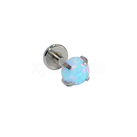 304 Stainless Steel Light Blue Synthetic Opal Threadless Labrets For Women Men WGF4990-74-1