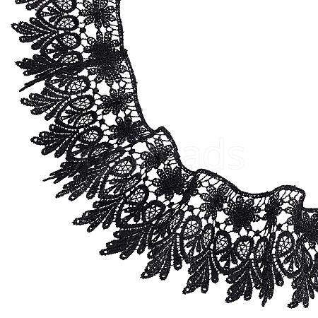 7.5 Yards Polyester Flower Heart Lace Trim Ribbon OCOR-MA0001-45C-1