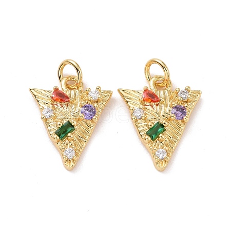 Triangle Brass Micro Pave Colorful Cubic Zirconia Pendants KK-G406-41G-1