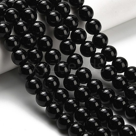 Natural Black Onyx(Dyed & Heated) Beads Strands G-H329-C06-8mm-1