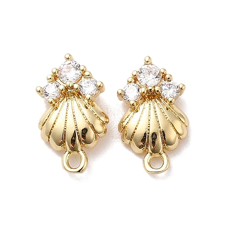 Brass Cubic Zirconia Stud Earring Finding KK-Q048-15G-1