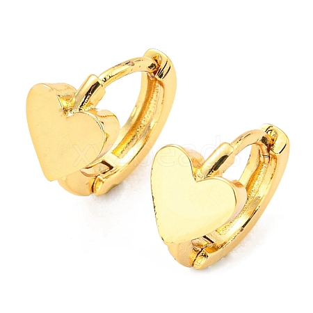 Rack Plating Brass Heart Hoop Earrings KK-C026-04G-1