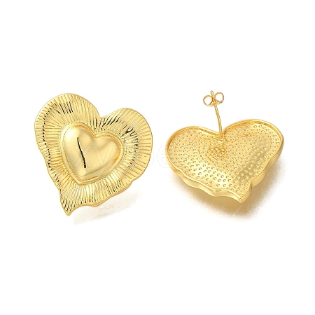 Rack Plating Heart Brass Stud Earrings EJEW-I310-25G-1